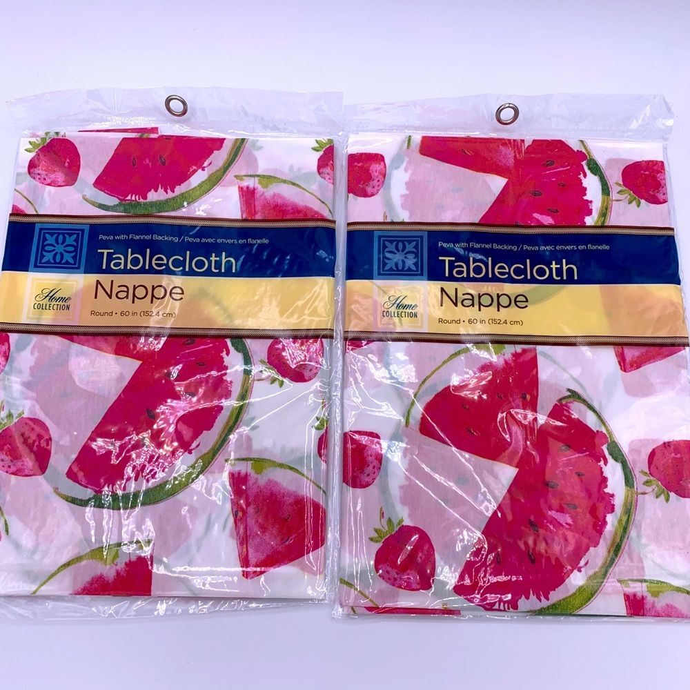 2 Lightweight Round Tablecloths Fruit